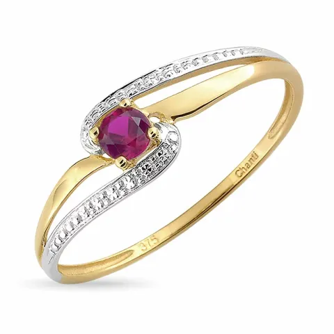 rotem Goldring aus 9 Karat Gold mit Rhodium
