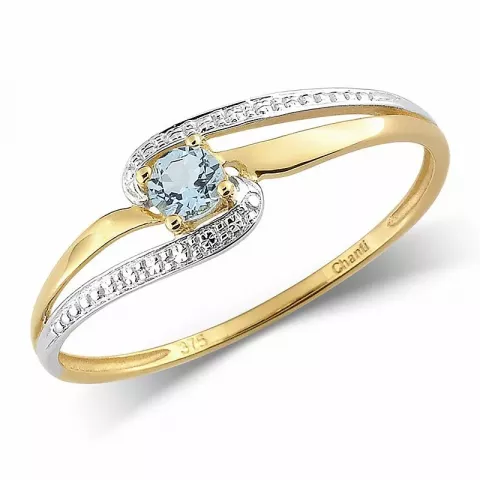 blauem Topas Ring aus 9 Karat Gold mit Rhodium