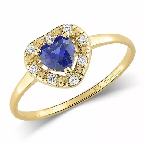 Herz blauem Ring aus 9 Karat Gold