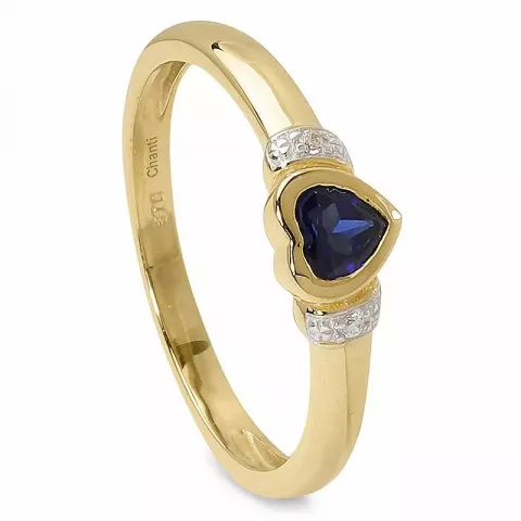 Polierter Herz blauem Ring aus 9 Karat Gold mit Rhodium