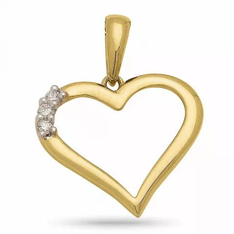 Trendy  Herz Diamant Anhänger in 9 karat gold mit rhodium 0,074 ct