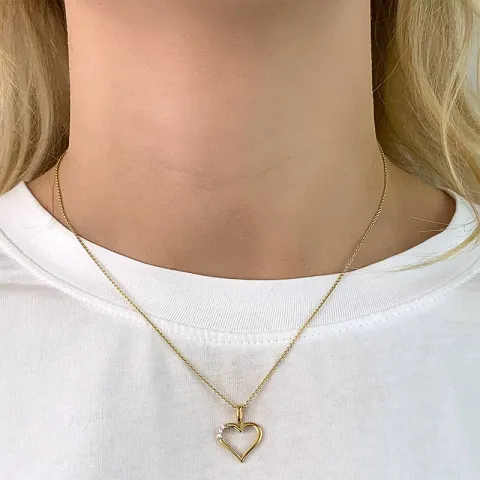 Trendy Herz Diamant Anhänger in 9 karat gold mit rhodium 0,074 ct