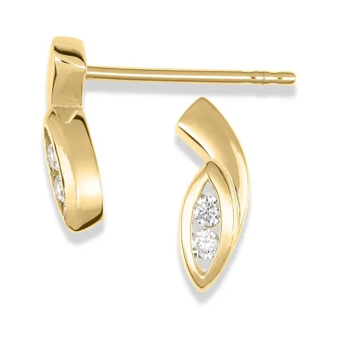 Abstraktem Ohrstecker in 9 Karat Gold mit Zirkonen