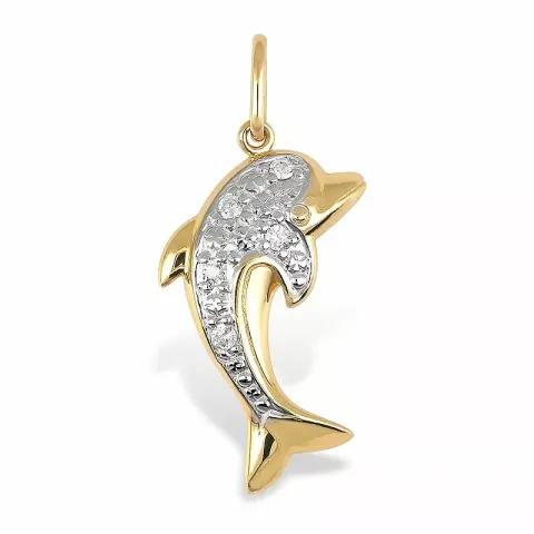 Delfin Anhänger aus 9 Karat Gold mit Rhodium