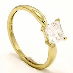 viereckigem Zirkon Ring aus 8 Karat Gold