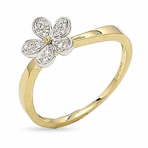 Blumen Ring aus 9 Karat Gold mit Rhodium