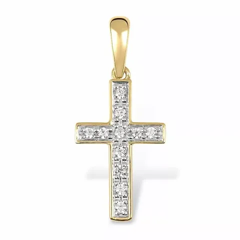 Breit Kreuz Anhänger aus 9 Karat Gold mit Rhodium