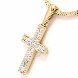 Breit Kreuz Anhänger aus 9 Karat Gold mit Rhodium