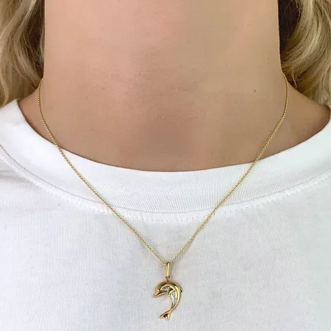 Delfin Anhänger aus 9 Karat Gold mit Rhodium