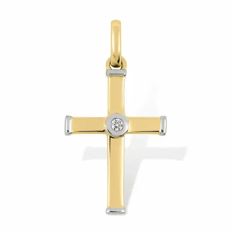 Kreuz Anhänger aus 9 Karat Gold mit Rhodium