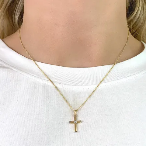 Kreuz Anhänger aus 9 Karat Gold mit Rhodium