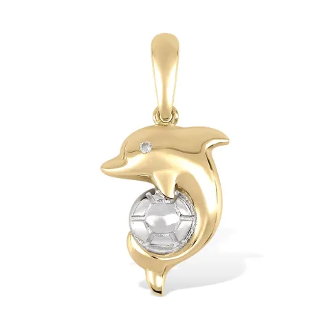 Delfin Anhänger aus 9 Karat Gold mit Rhodium