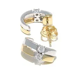 Diamant Halbkreolen in 14 Karat Gold und Weißgold mit Diamant