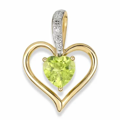 Herz Peridot Anhänger aus 9 Karat Gold mit Rhodium