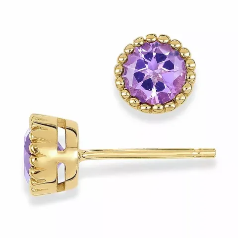 5 mm Ohrstecker in 9 Karat Gold mit Amethyst