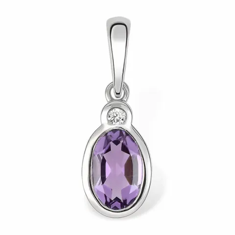 Ovaler Amethyst Anhänger aus 9 Karat Weißgold