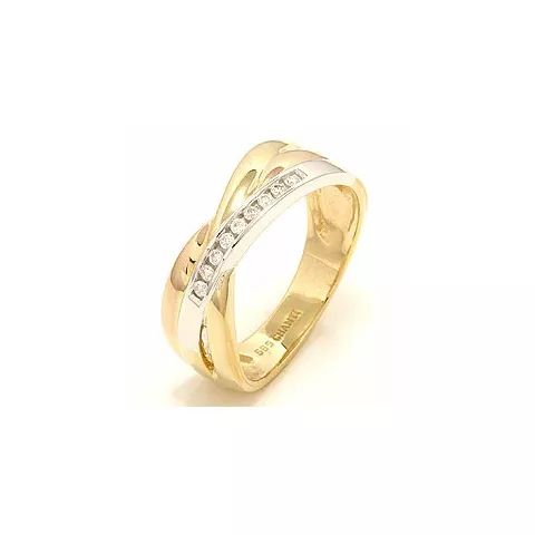 abstraktem Diamant Ring in 14 Karat Gelb-, Weiß- und Rotgold 0,09 ct