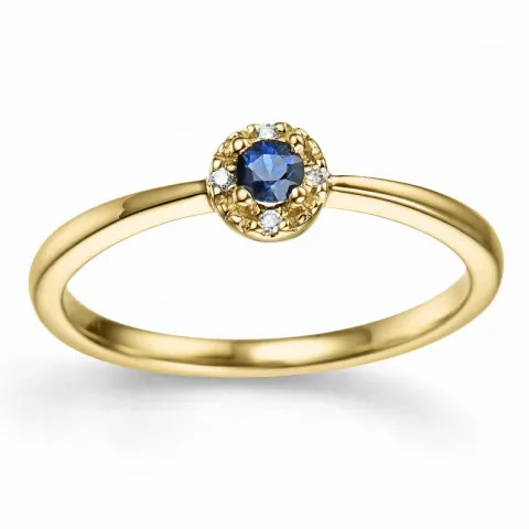 runder Saphir Diamantring in 14 Karat Gold 0,02 ct 0,163 ct