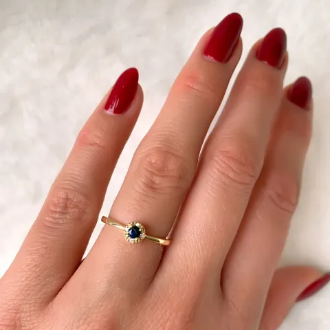 runder Saphir Diamantring in 14 Karat Gold 0,02 ct 0,163 ct