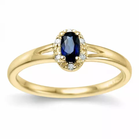 Saphir ring in 14 karat gold 0,03 ct 0,35 ct