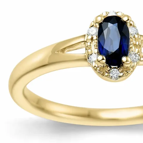 Saphir ring in 14 karat gold 0,03 ct 0,35 ct