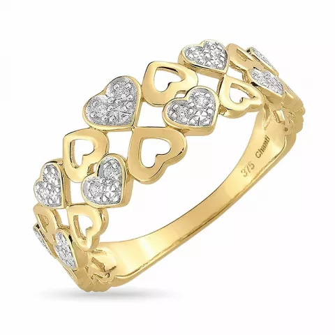 Goldring Herz Zirkon Ring aus 9 Karat Gold mit Rhodium