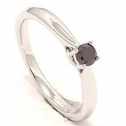 schwarz Diamant Ring in 14 Karat Weißgold 0,20 ct