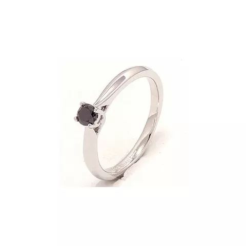 schwarz Diamant Ring in 14 Karat Weißgold 0,20 ct