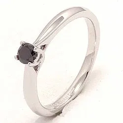 schwarz Diamant Ring in 14 Karat Weißgold 0,20 ct