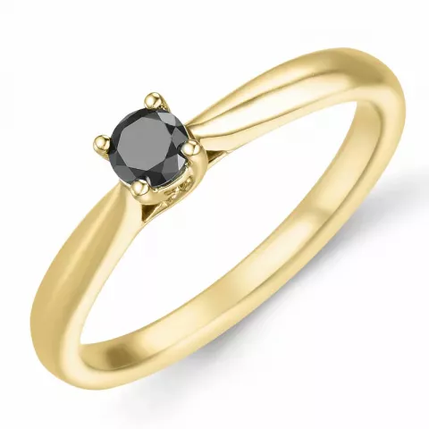 schwarz Diamant Ring in 14 Karat Gold 0,20 ct