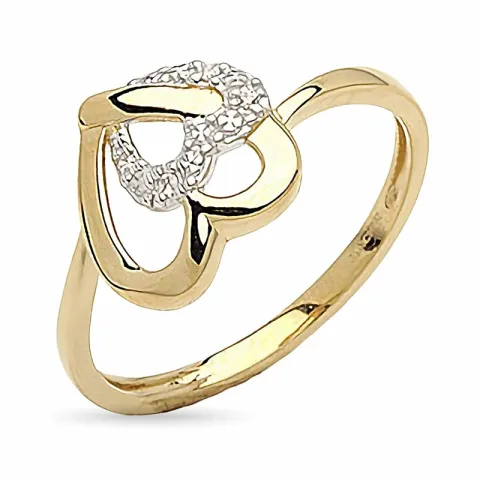 Herz weißem Zirkon Ring aus 9 Karat Gold mit Rhodium