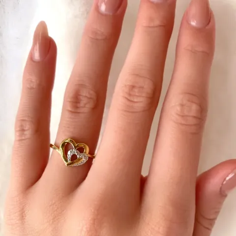 Herz weißem Zirkon Ring aus 9 Karat Gold mit Rhodium