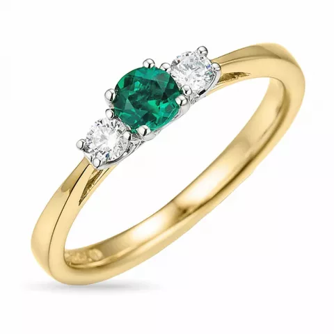 Smaragd ring in 14 karat gold- und weißgold 0,132 ct 0,22 ct
