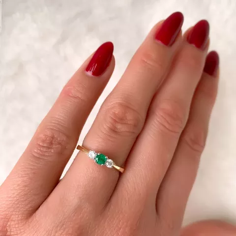 Smaragd ring in 14 karat gold- und weißgold 0,132 ct 0,22 ct