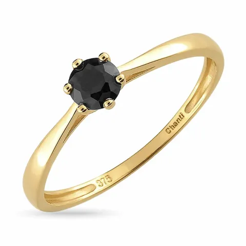 Schwarzem Zirkon Solitärring aus 9 Karat Gold