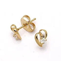 Herz Ohrringe in 9 Karat Gold mit Zirkonen und Onyxen