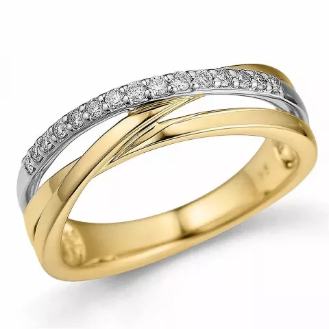 abstraktem Diamant Ring in 14 Karat Gold- und Weißgold 0,16 ct