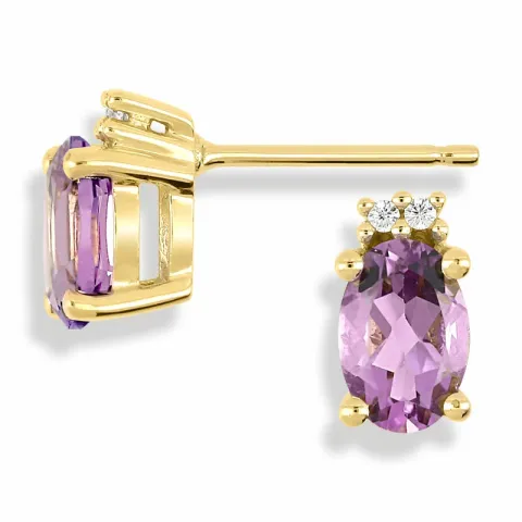 Kleinen Ohrringe in 9 Karat Gold mit Amethysten und Zirkonen