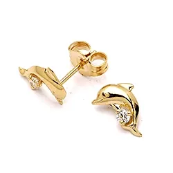 Delfin Ohrringe in 9 Karat Gold mit 