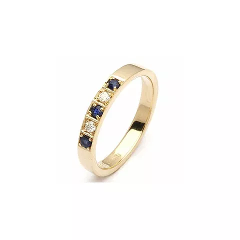 blauem Saphir Diamantring in 14 Karat Gold 0,06 ct 0,13 ct