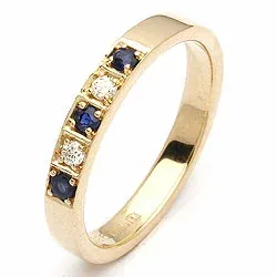 blauem Saphir Diamantring in 14 Karat Gold 0,06 ct 0,13 ct