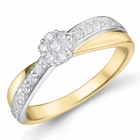 Blumen Diamant Ring in 14 Karat Gold- und Weißgold 0,35 ct