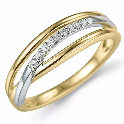 Fingerring abstraktem Diamant Ring in 14 Karat Gold- und Weißgold 0,07 ct