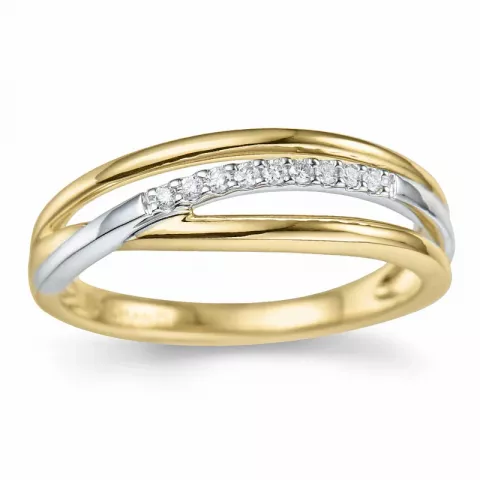 Fingerring abstraktem Diamant Ring in 14 Karat Gold- und Weißgold 0,07 ct