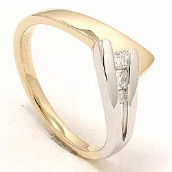 Gold Ring in 14 Karat Gold- und Weißgold 0,10 ct