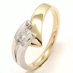 Gold Ring in 14 Karat Gold- und Weißgold 0,10 ct