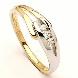 abstraktem Diamantring in 14 Karat Gold- und Weißgold 0,07 ct