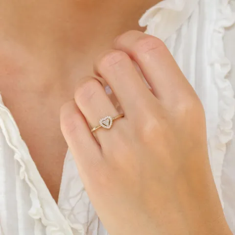 Herzring in 14 karat gold 0,129 ct