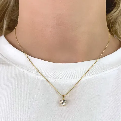 Herz Zirkon Anhänger aus 9 Karat Gold mit Rhodium