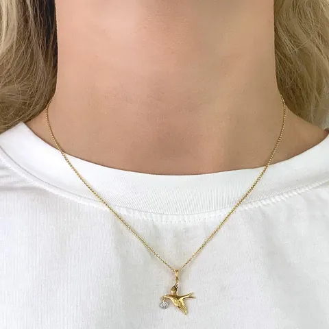 Vögel Anhänger aus 9 Karat Gold mit Rhodium